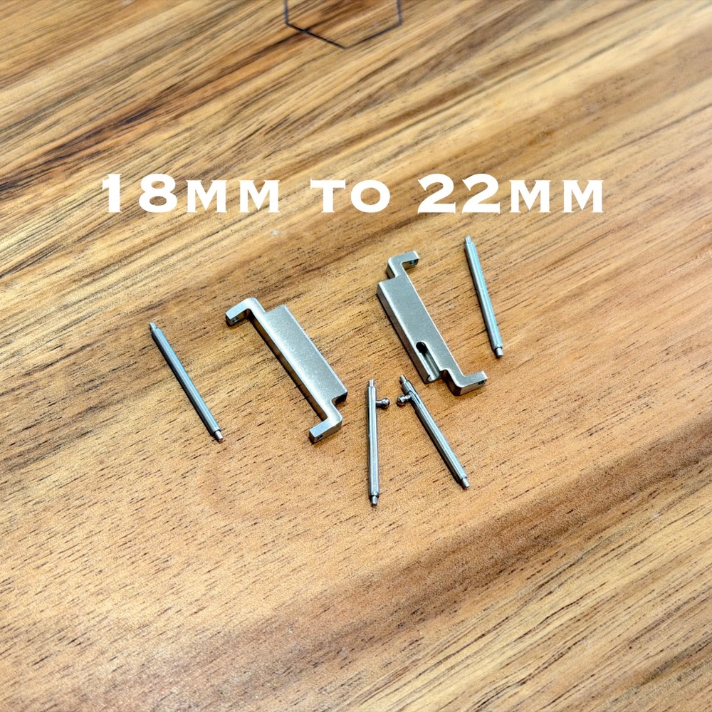 18mm to 22mm Watch Strap Connector Adapter Stainless Steel, Brushed Silver